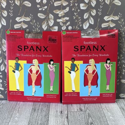 2 - NEW Spanx Size F Nude 1 Footless Body Shaping Pantyhose Medium Control Panty